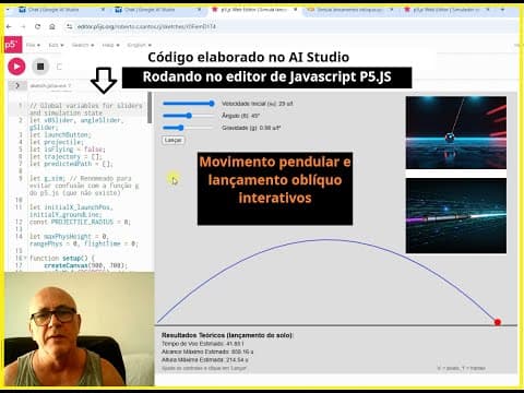 Capa do vídeo Simuladores de Física com IA: Pêndulo e Lançamento no P5JS